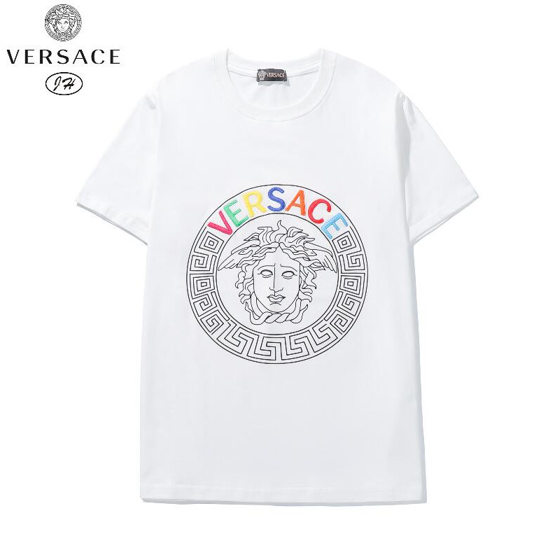 Áo Thun Tay Ngắn Vải Cotton Thêu Chữ Versace Thời Trang