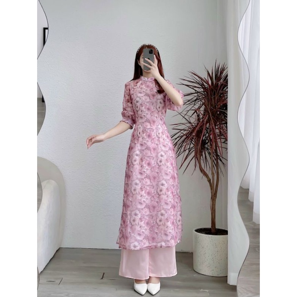 😍 Áo dài cách tân đẹp cao cấp mềm mại xuông vải tay bồng cách điệu