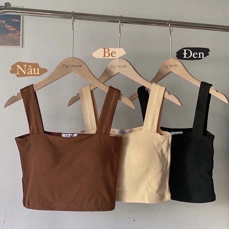 Áo 2 dây croptop bản to có mút ngực - Lumii