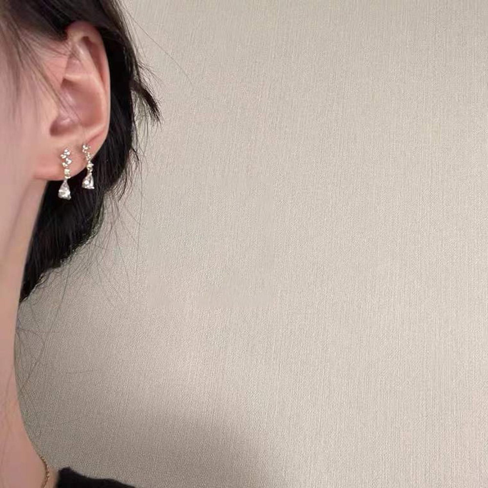 Khuyên Tai Hình Giọt Nước Đính Đá Phong Cách Pháp Đơn Giản Và Thời Trang Cho Nữ