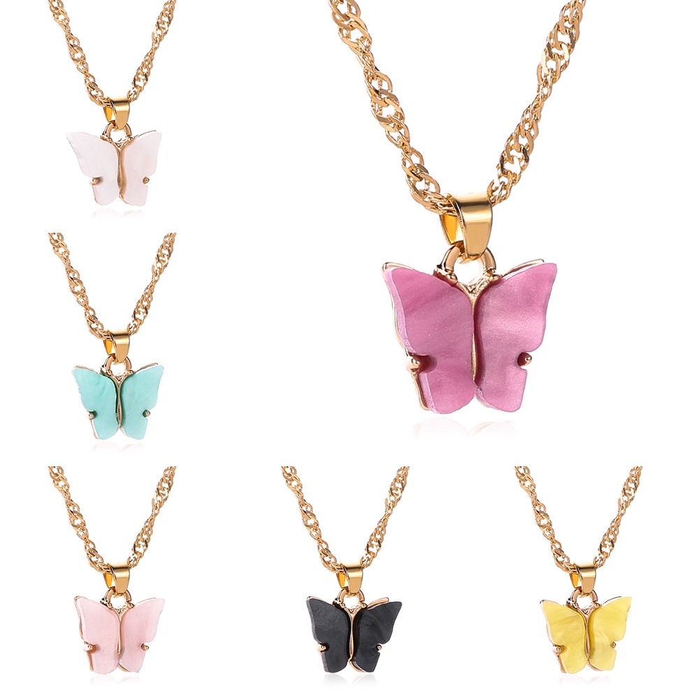Dây chuyền mặt bướm arcylic nhiều màu thời trang Hàn Quốc ngọt ngào
