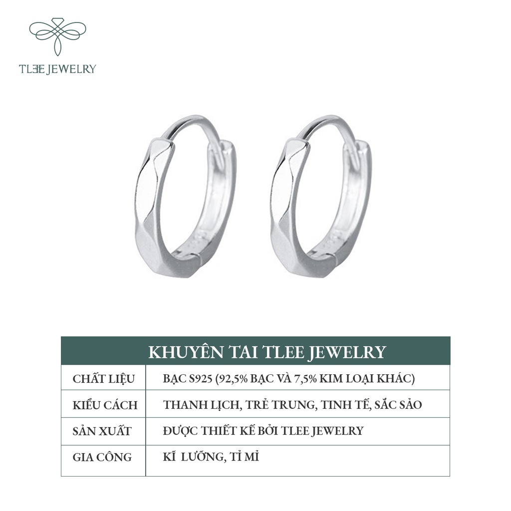 Khuyên tai bạc TLEE tròn trơn bản dày phay bắt sáng trendy NCJ B0133