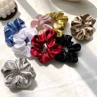 Scrunchies dây cột tóc vải lụa mịn phi bóng ánh kim