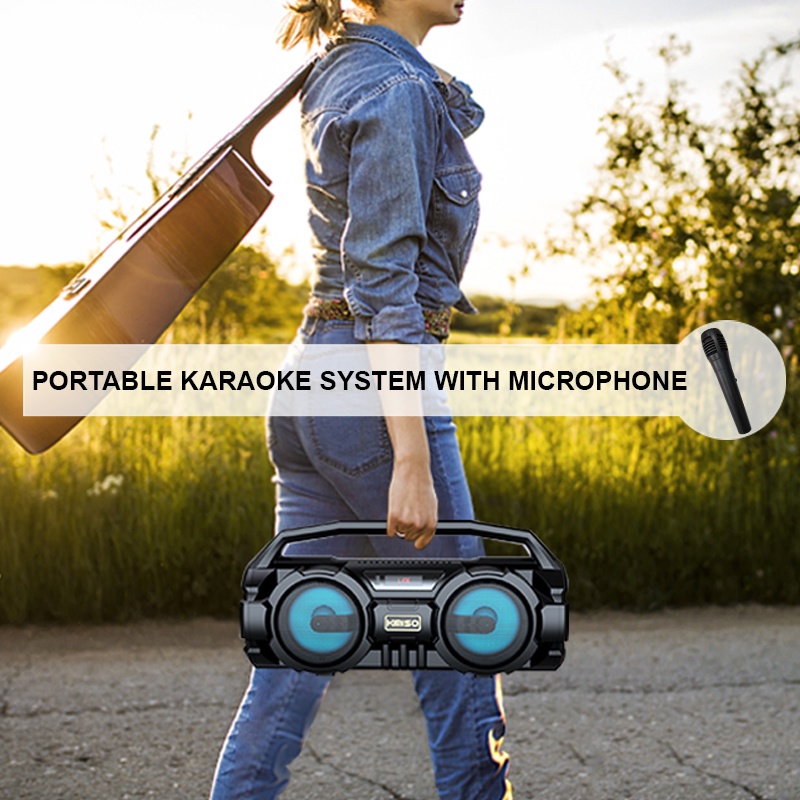 Loa Karaoke Bluetooth Xách Tay USB Kimiso KMS-S1/KMS-S3 Không Dây Với Microphone (KÈM MIC KARAOKE DÂY)
