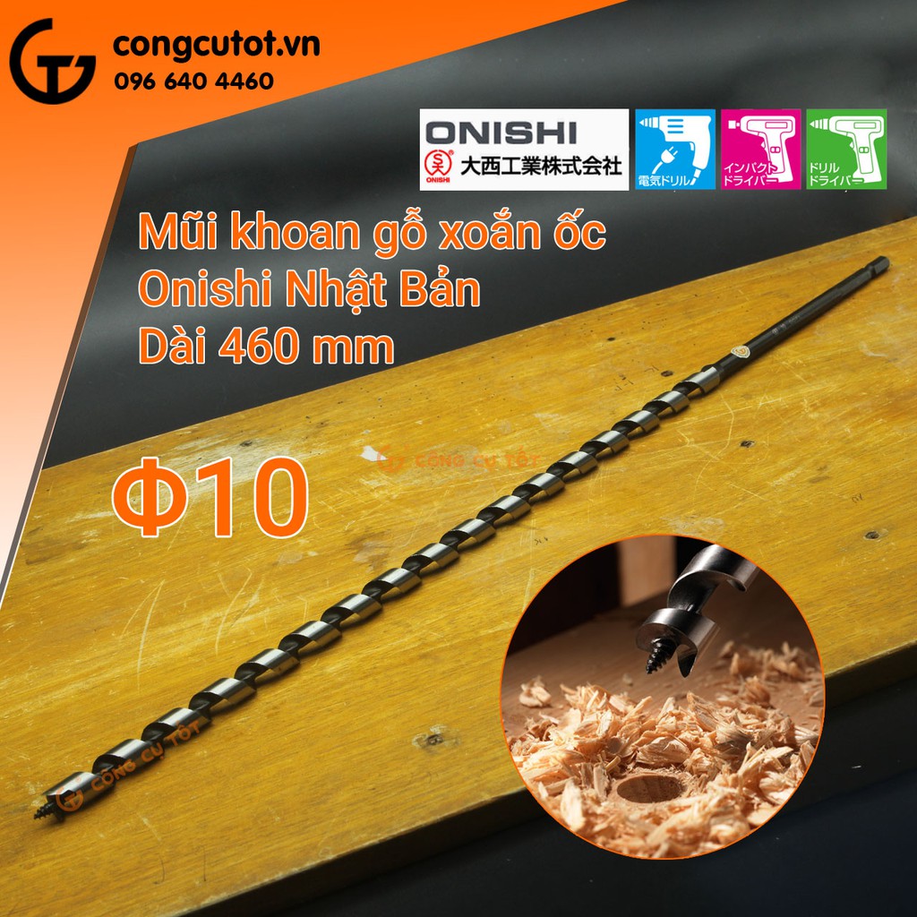 Mũi khoan gỗ xoắn ốc onishi dài 460mm NO7