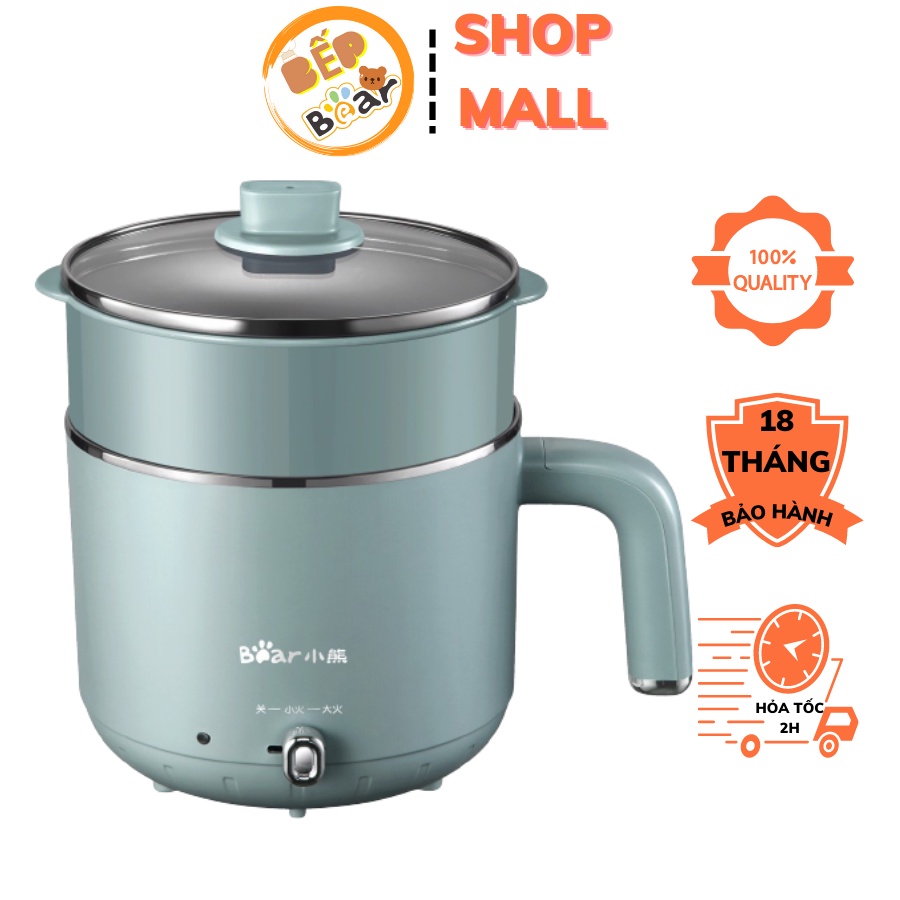 Nồi lẩu hấp điện 2 tầng đa năng Bear DRG-D12M5 dung tích 2L chất liệu an toàn chịu nhiệt lõi thép không gỉ Tuli Store