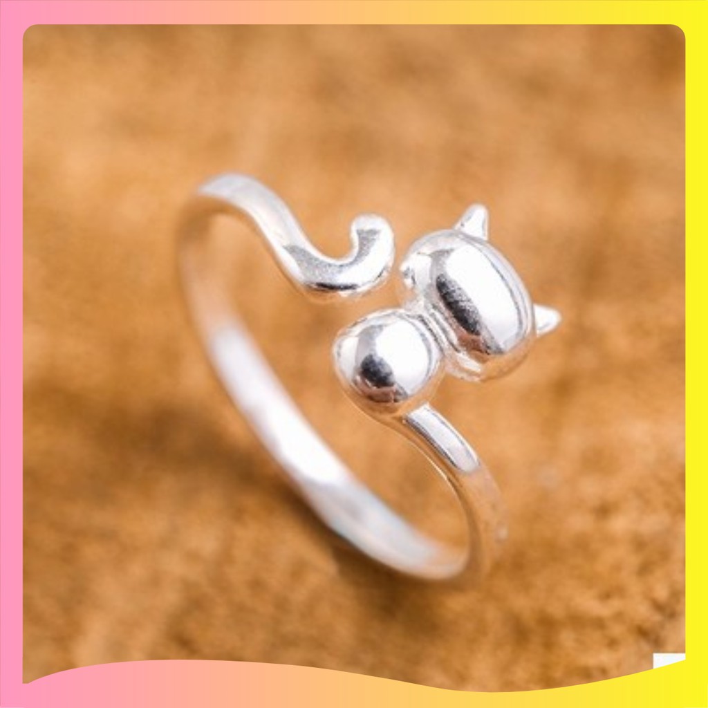 Nhẫn bạc con mèo Hàn Quốc