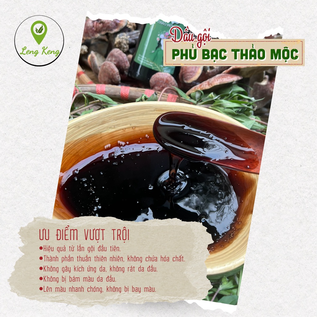 Dầu Gội Phủ Bạc Thảo Mộc 100% Thiên Nhiên, KHÔNG Hóa Chất