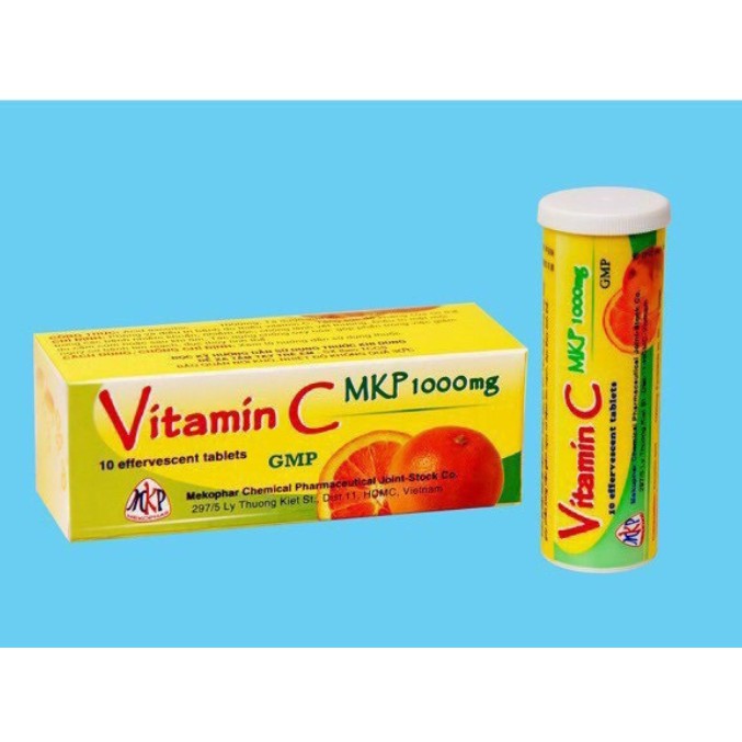 Viên sủi bổ sung vitamin C MKP 1000mg tăng sức đề kháng Tuýp 10 viên