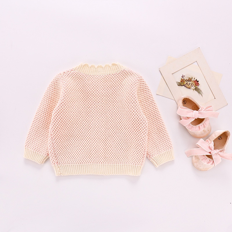 Áo khoác len cardigan bé gái thêu hoa | Quảng châu cao cấp