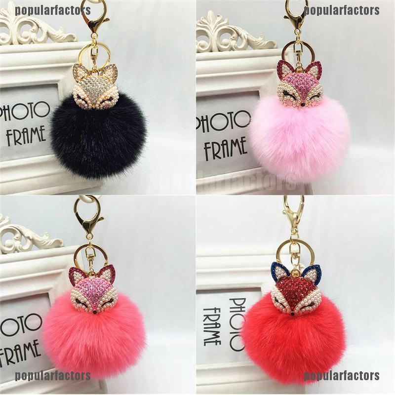 Móc Khóa Hình Con Cáo Đính Ngọc Trai Sang Trọng