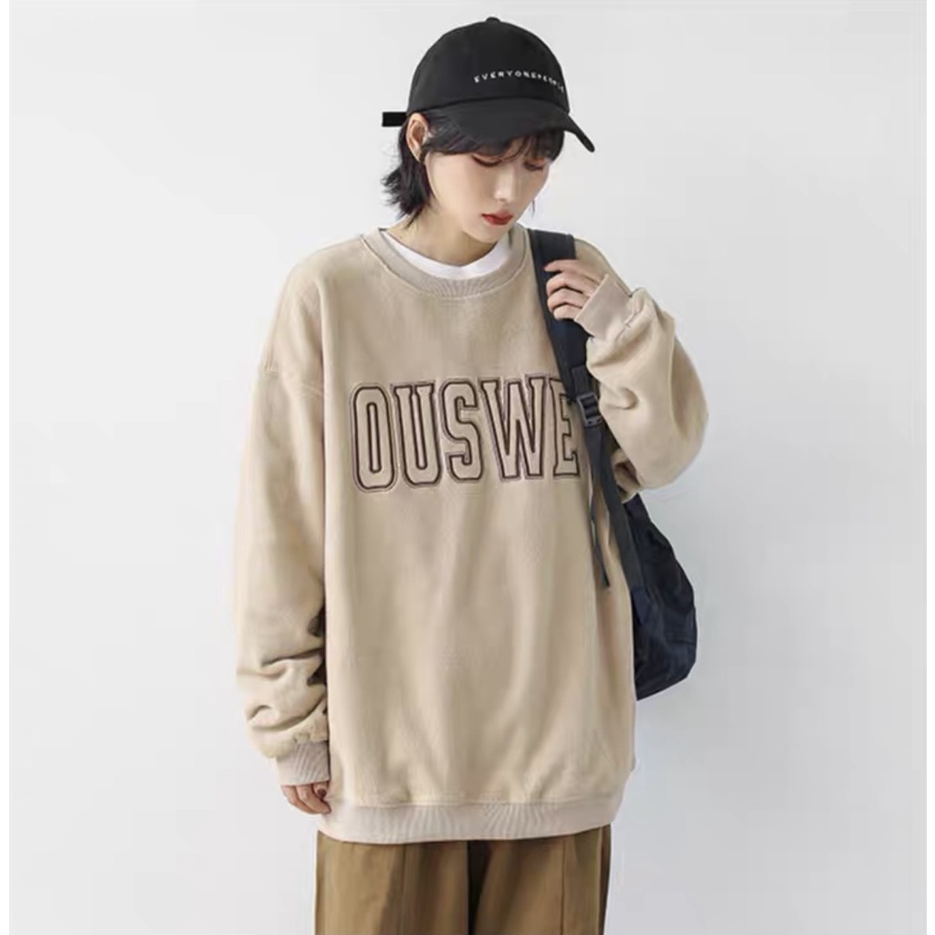 Áo sweater nữ/Áo nỉ form rộng tay bồng in chữ OUSWE phong cách ulzzang chất nỉ siêu dày RÔ STORE SW26 | BigBuy360 - bigbuy360.vn