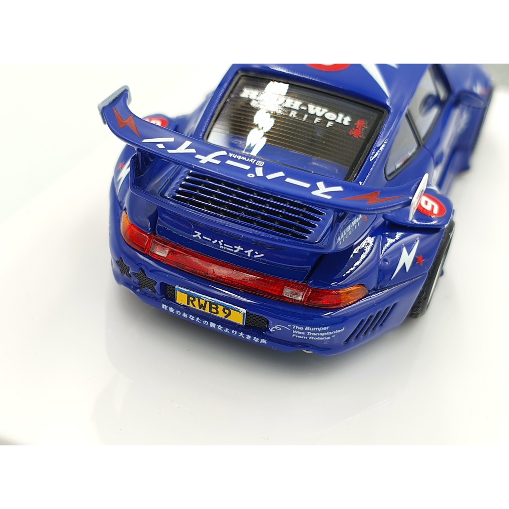 Xe Mô Hình Porsche 911(993) RWB &quot; Super Nine&quot; ver.2 Tỉ lệ 1:64 Hãng sản xuất Fuelme ( Xanh )