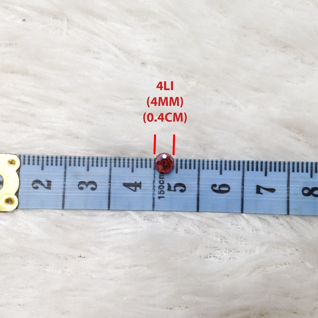 Hạt đá pha lê tròn bẹt size 4mm hạt xỏ vòng trang trí trang sức gói 10 viên