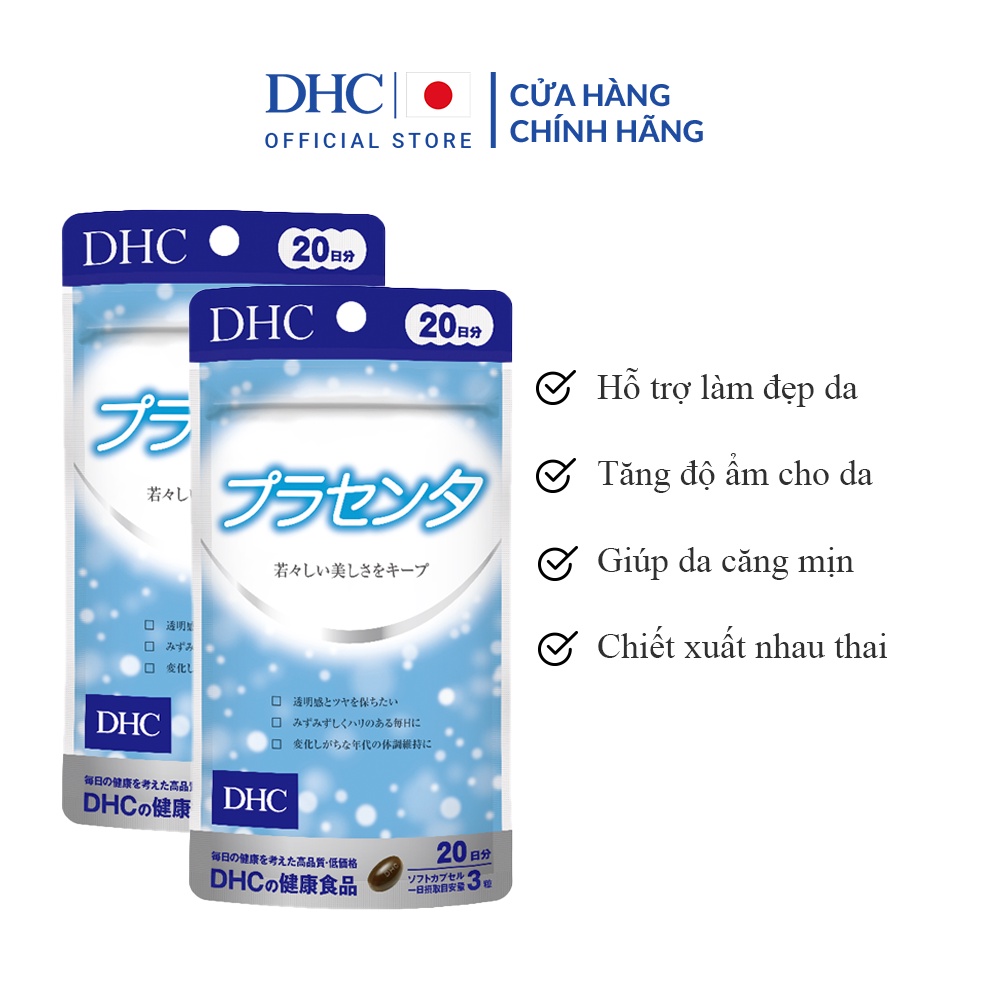 Combo 2 Gói Viên uống nhau thai DHC Placenta hỗ trợ làm đẹp da 60 viên (Gói 20 Ngày x2)