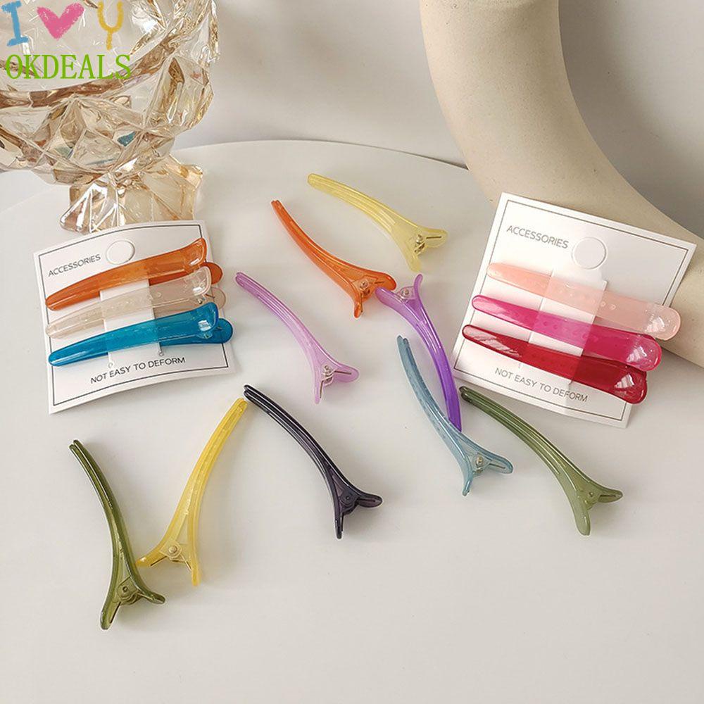 Kẹp tóc mỏ vịt bằng nhựa màu kẹo thạch chuyên dụng cho salon nữ
