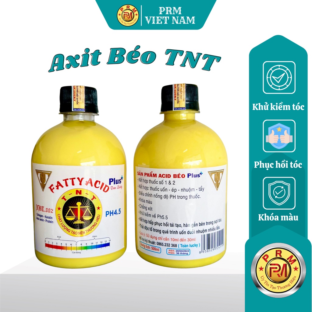AXIT BÉO và AXIT BÉO PLUS chính hãng, công dụng khử kiềm, phục hồi tóc, khóa màu nhuộm - PRM VIETNAM
