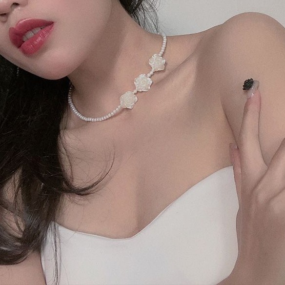 choker vintage hạt phối hoa hồng cực xinh mã YT-88