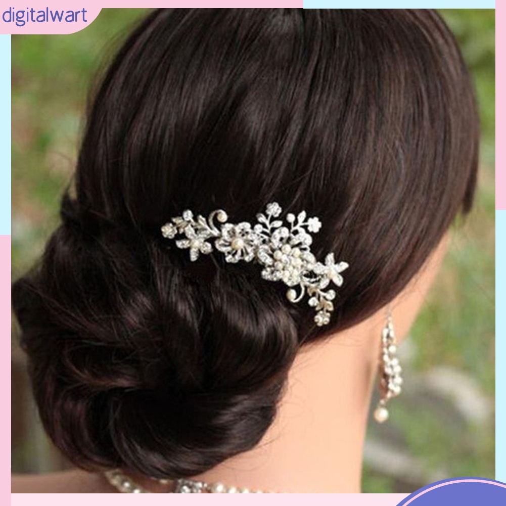 Lược Cài Tóc Hình Bông Hoa Đính Ngọc Trai Nhân Tạo Sang Trọng