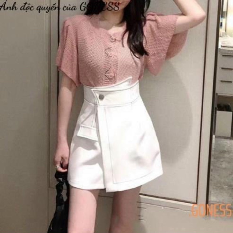 chân váy đắp chéo chỉ nổi hàng ullzang | BigBuy360 - bigbuy360.vn