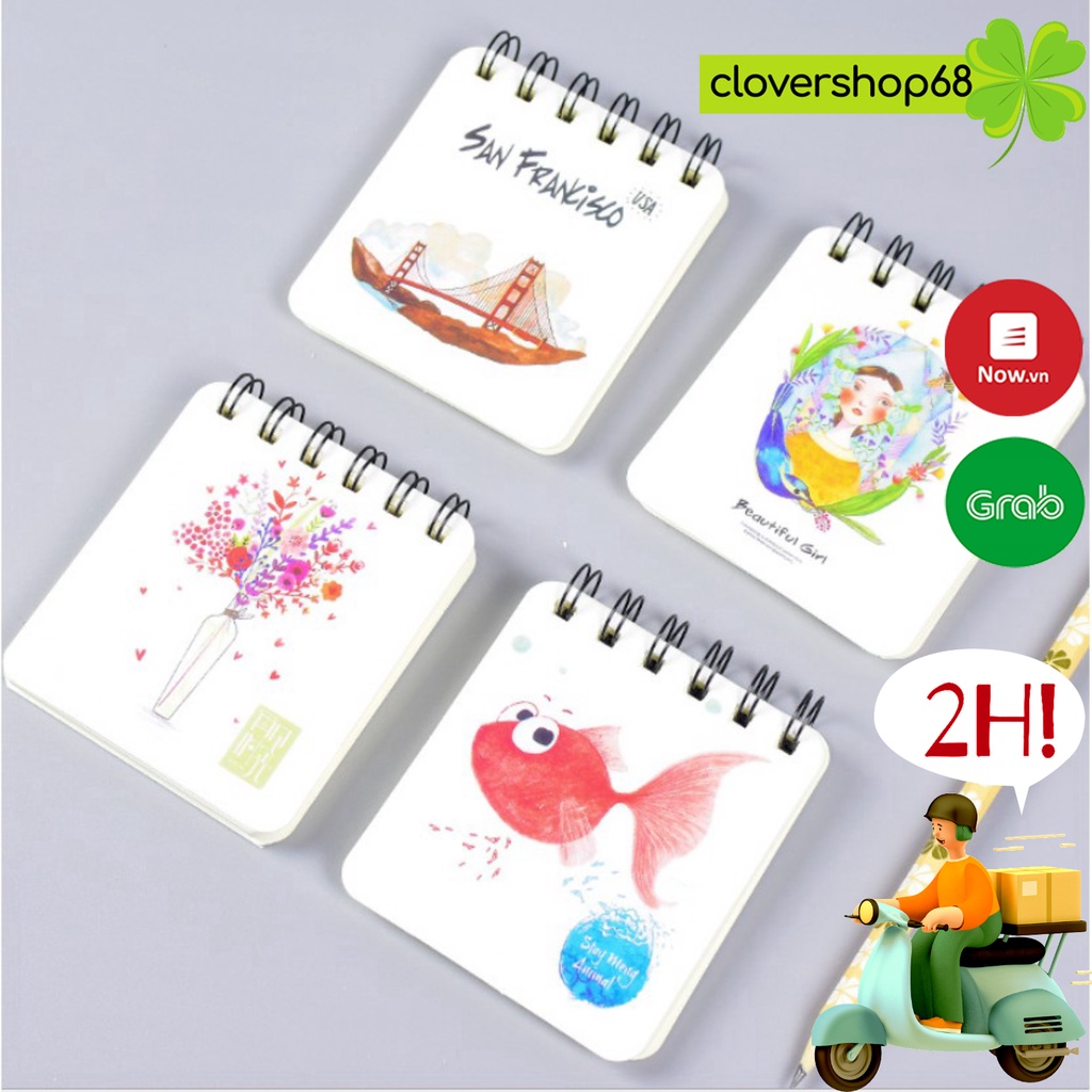 Sổ lò xo A7 cầm tay mini 80 tờ (160 trang)    Clovershop68