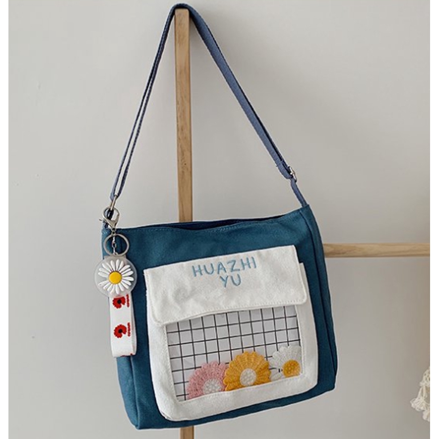 Túi vải đeo chéo nữ HVAZHI móc hoa cúc trong suốt BH 462 | BigBuy360 - bigbuy360.vn