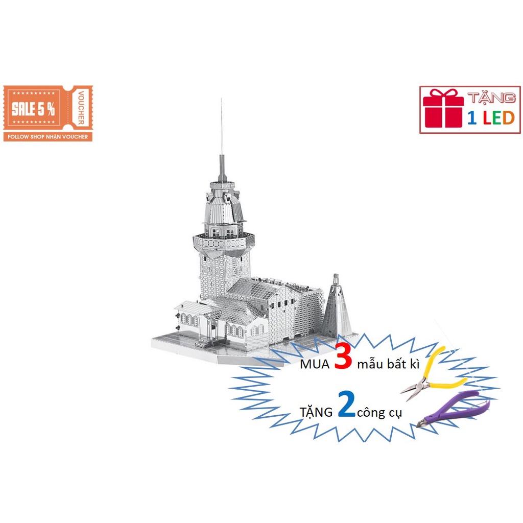 Mô Hình Lắp Ghép kim Loại 3D Tháp Maiden Istanbul Thổ Nhĩ Kỳ
