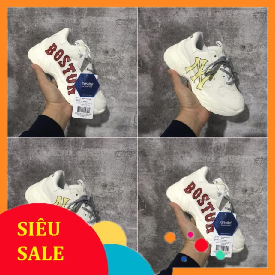 Giày sneaker MLB Ny chữ vàng và Boston đế độn tăng chiều cao Hot trend nam nữ, Giày thể thao MLB dùng đi học,tập gym