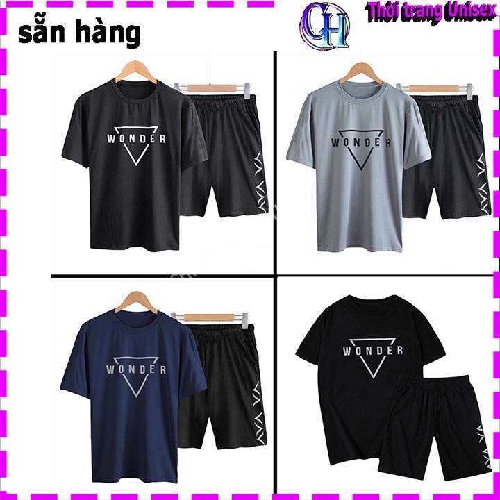 BAO ĐẸP  Sét Bộ Mặc Nhà Thể Thao Nam Nữ Mùa Hè Phong Cách Ulzzang , Quần Aó Thun Mè Chữ 3 Màu Đen, Trắng , Xám