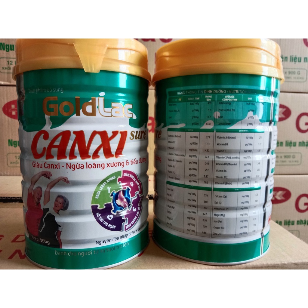 Sữa canxi dành cho người già Goldlac canxi lon 900g - ít béo, thơm ngon, ngừa loãng xương