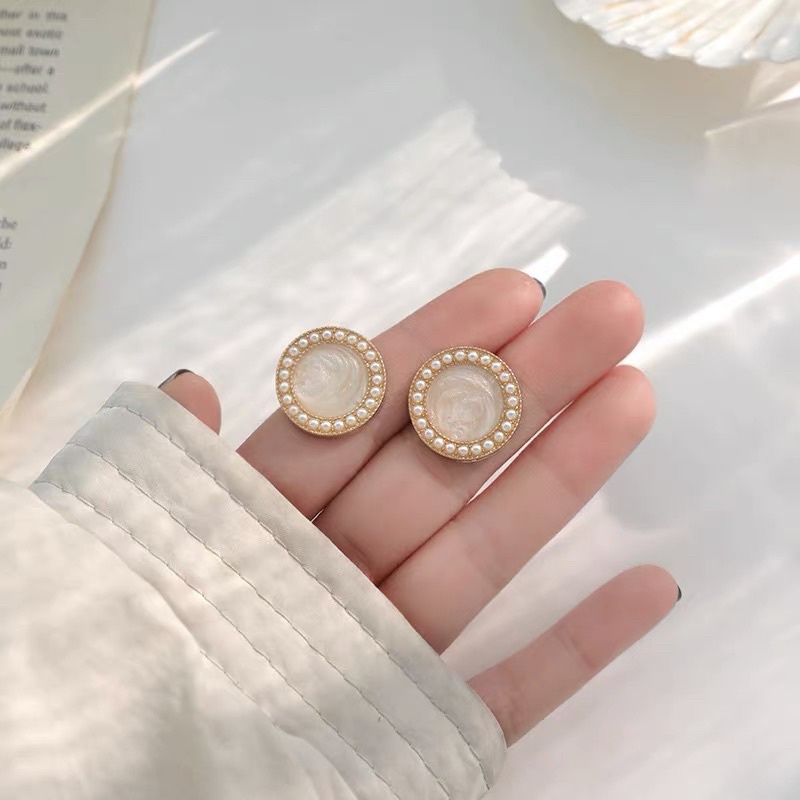 Hoa tai đính hạt dạng tròn nữ tính - Maben