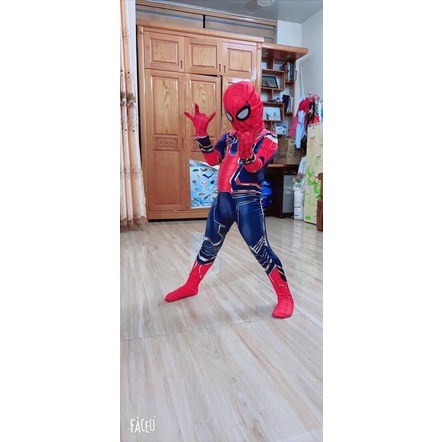 Bộ Hoá Trang Cosplay Siêu Nhân Người Nhện Sắt Iron Spider Man Chất Thun Co Giãn Thoáng Mát