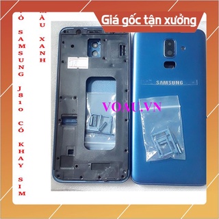 Vỏ samsung j810 màu xanh có khay sim