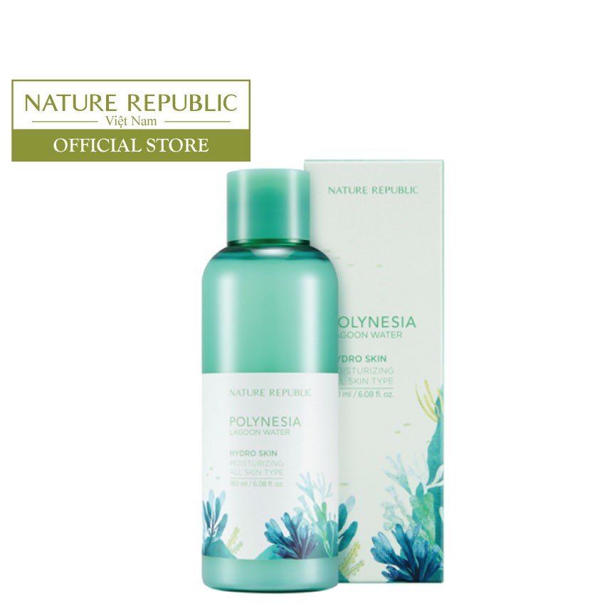 Nước cân bằng da chiết xuất nước biển xanh và hoa dâm bụt NATURE REPUBLIC Polynesia Lagoon Water Hydro Skin 180ml