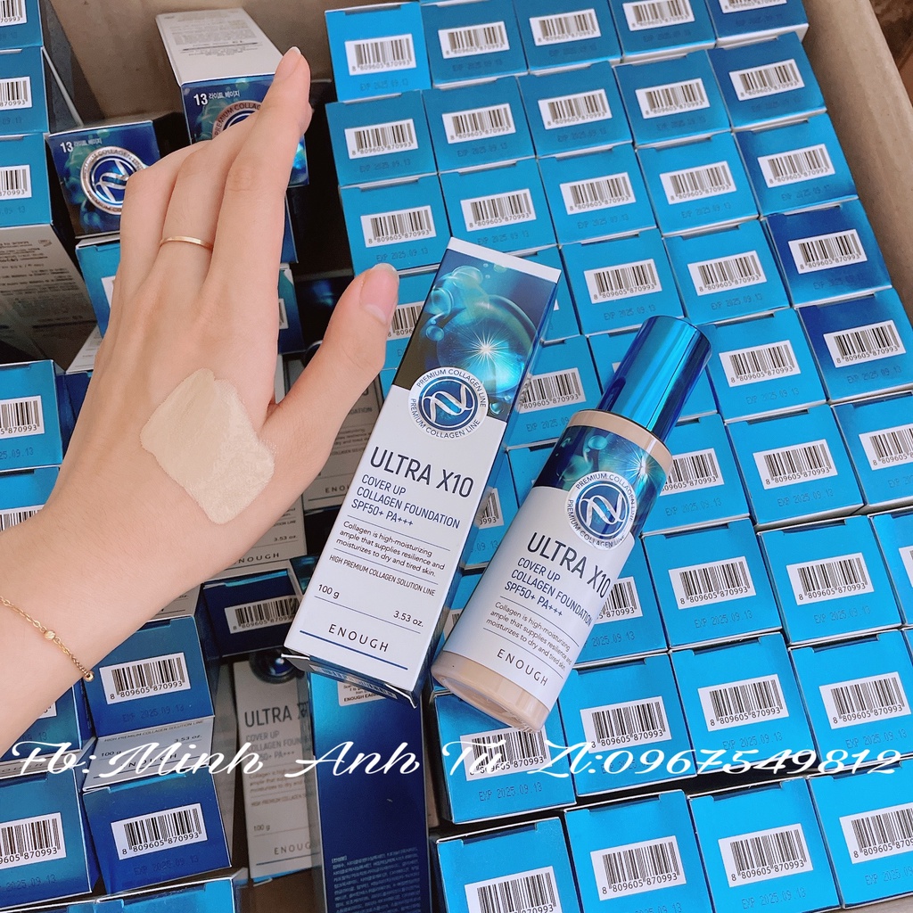 Kem nền Collagen Ultra X10 Cover Up Enough 100ml Hàn Quốc [Chính Hãng]