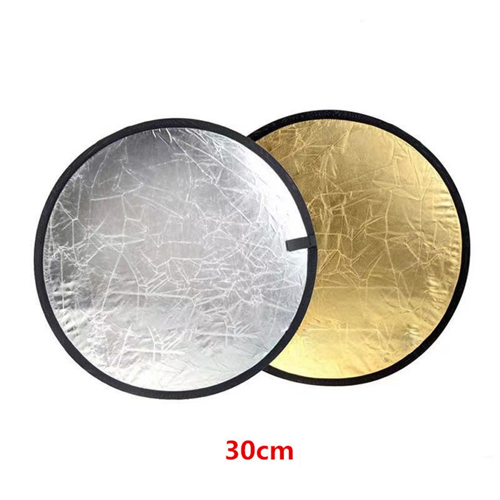 Tấm phản quang chụp ảnh hai mặt hai màu vàng đồng và bạc hai trong một cỡ nhỏ 30cm tiện lợi kèm túi đựng tiện lợi
