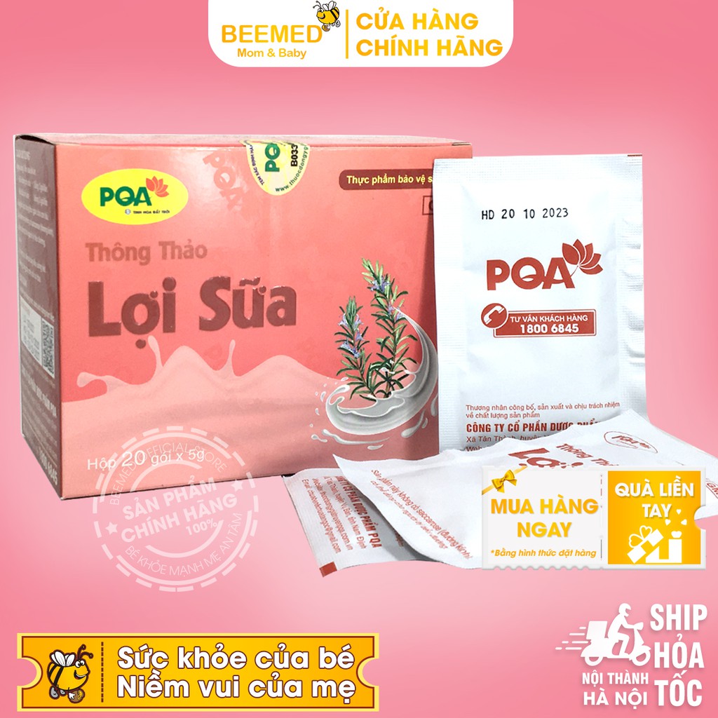 Cốm lợi sữa PQA Hộp 20 gói từ thảo dược - tăng tiết sữa cho mẹ sau sinh