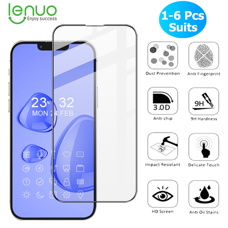 Kính cường lực 9H LENUO độ nét cao bảo vệ màn hình thích hợp cho iPhone 11 12 13 Mini Pro Max XS Max X XR