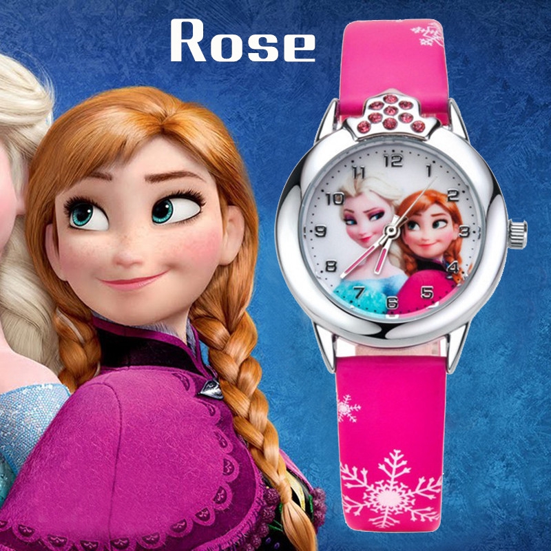 Đồng hồ thạch anh đính đá pha lê họa tiết hoạt hình Frozen cho bé gái