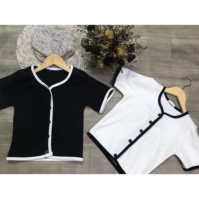 ÁO TAY NGẮN PHỐI VIỀN CÚC GÀI CÓ VIDEO THẬT