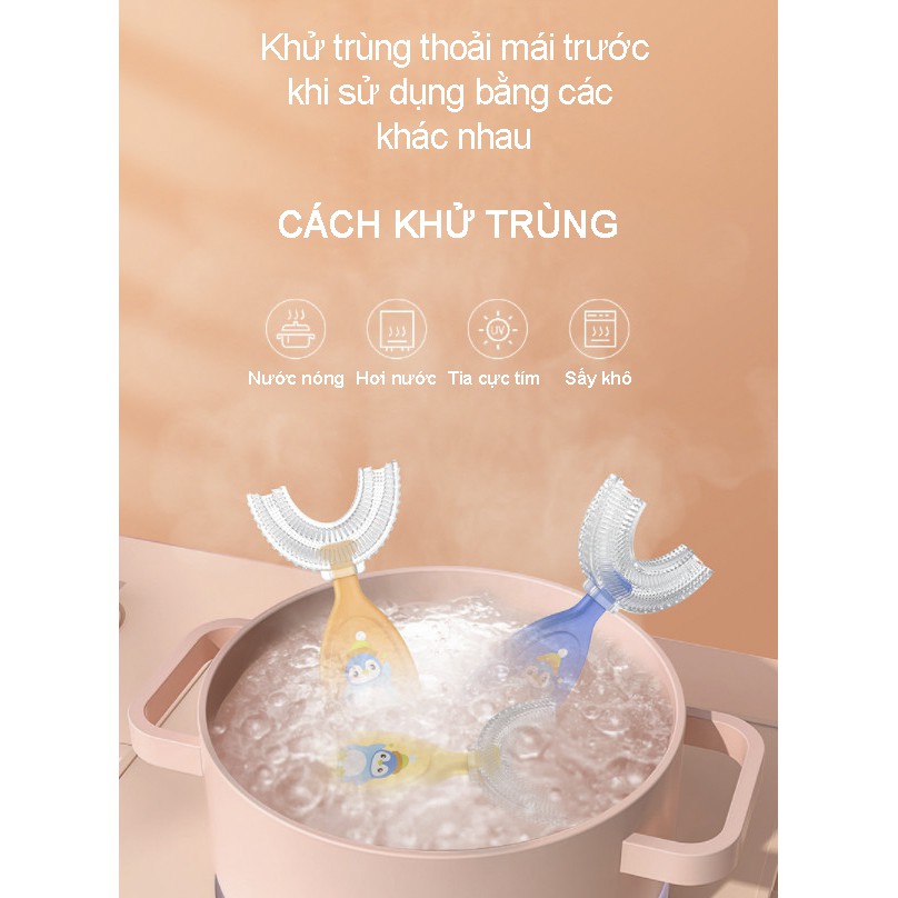 Bàn chải đánh răng cho bé - bàn chải đánh răng chữ u hàng cao cấp hình chim cánh cụt - Ahimom