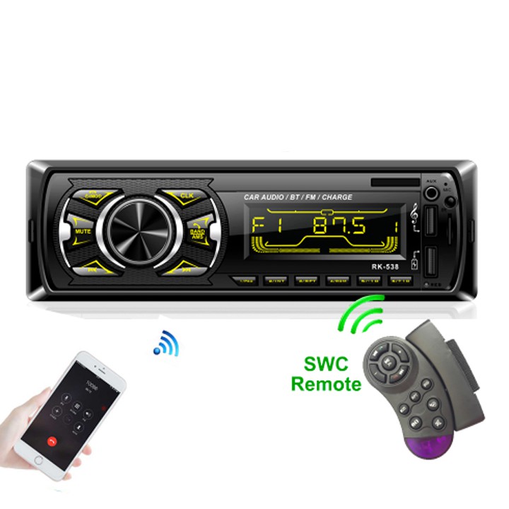 Bộ Đầu nghe nhạc kiêm Đài FM cho Ô tô kèm điều khiển gắn vô lăng RK-538