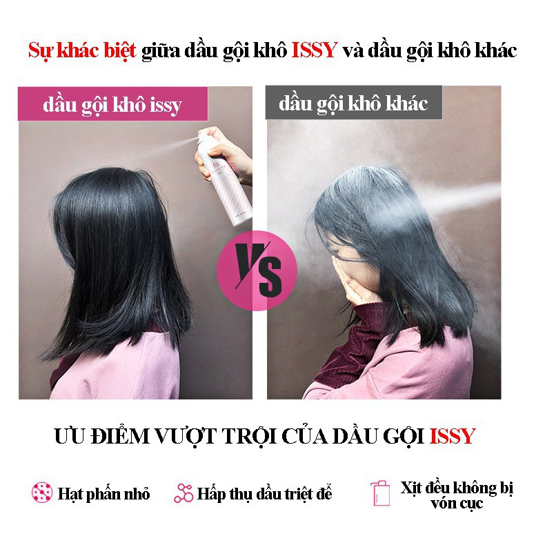 Dầu gội khô ISSY Hàng Chuẩn Nội Địa Mang Lại Mái Tóc Bồng Bềnh Suôn Mượt Chống Bết Tóc KING DC