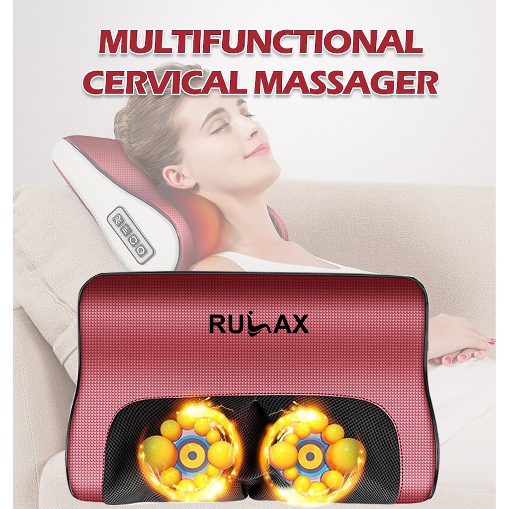 Gối Massage Hồng Ngoại 16 Bi Cao Cấp RULAX Phiên Bản 2021 Có Hướng Dẫn Tiếng Việt ( RP3)