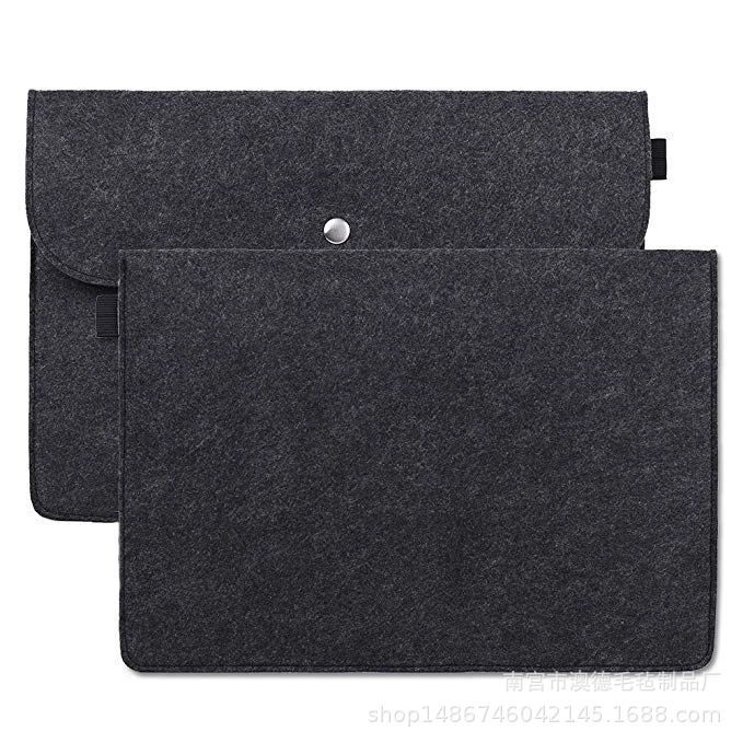 Túi chống sốc laptop cao cấp - bằng da lộn- 2 ngăn- dành cho laptop 12/13/13.3/14/15/15.6 inch - Đen khuy bấm