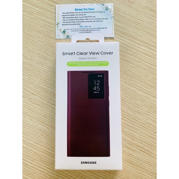 Bao Da Smart Clear View Cover S22 Ultra Chính Hãng.