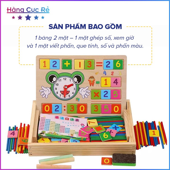 Bộ bảng vẽ gỗ cho bé học vẽ, học toán, có que tính cho bé trên 3 tuổi học đếm số Freeship Shop Hàng Cực Rẻ