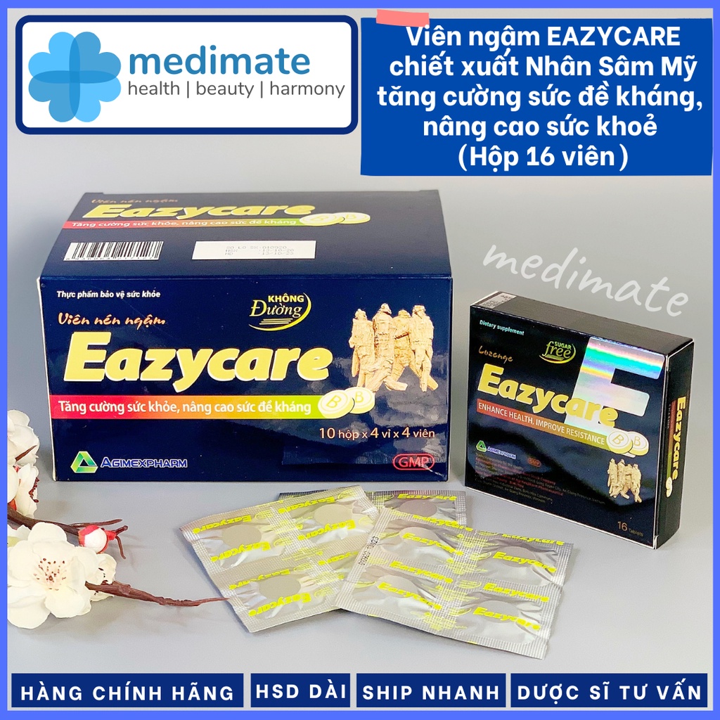 Kẹo sâm EAZYCARE với chiết xuất Nhân Sâm Mỹ giúp tăng cường sức đề kháng, nâng cao thể trạng (Hộp 16 viên)