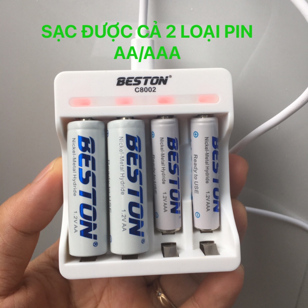 Pin sạc BESTON AA AAA, Sạc pin chính hãng BESTON, BẢO HÀNH 1 NĂM | Mic không dây, máy ảnh, điều khiển ( Pin 1.2V )