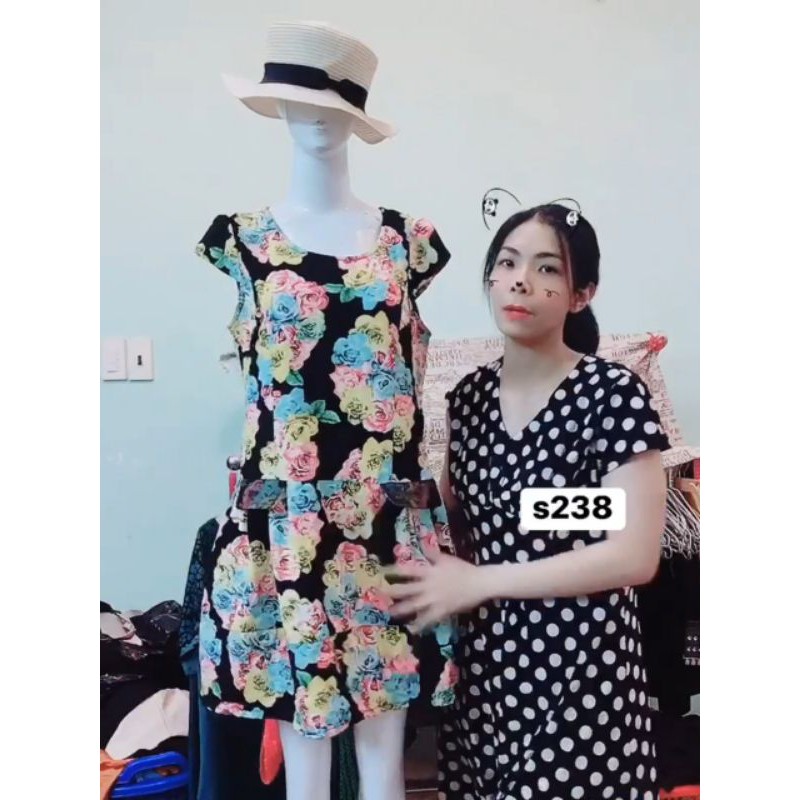 đầm suông hoa hồng size S-M. S238
